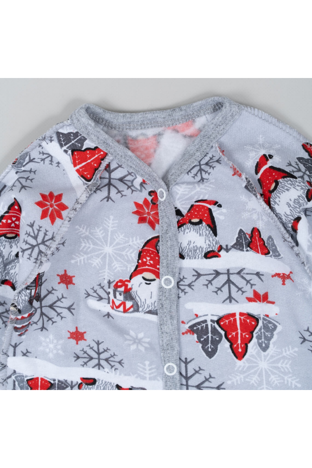 Сліп для новонароджених Новорічний сірий Гноми начіс високої якості(футер)