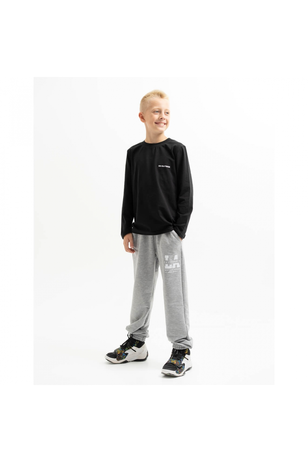 Джогери для хлопчика чорний двонитка