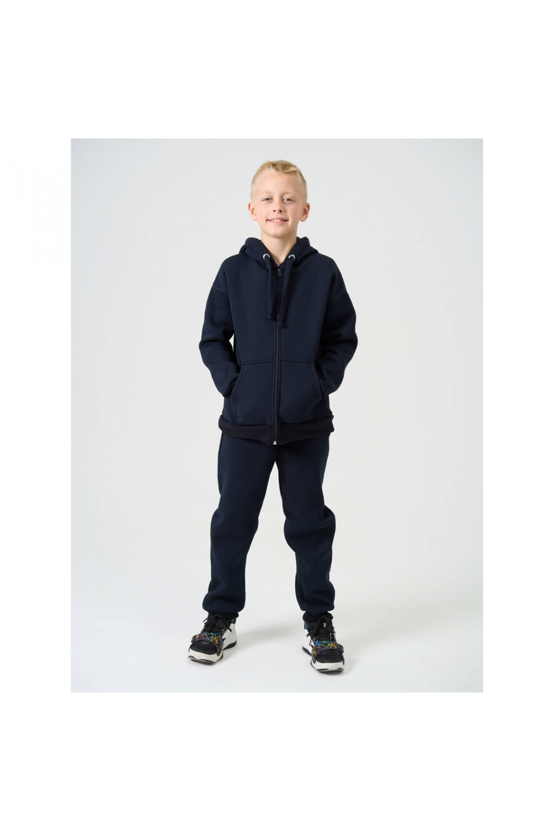 Костюм для хлопчика темно-синій тринитка на флісі