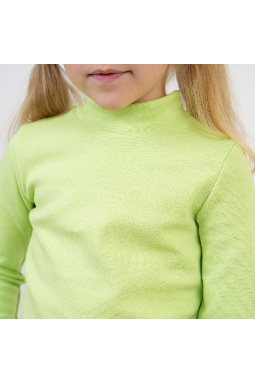 Гольф щільний для дівчинки з начісом салатовий стрейч з начісом