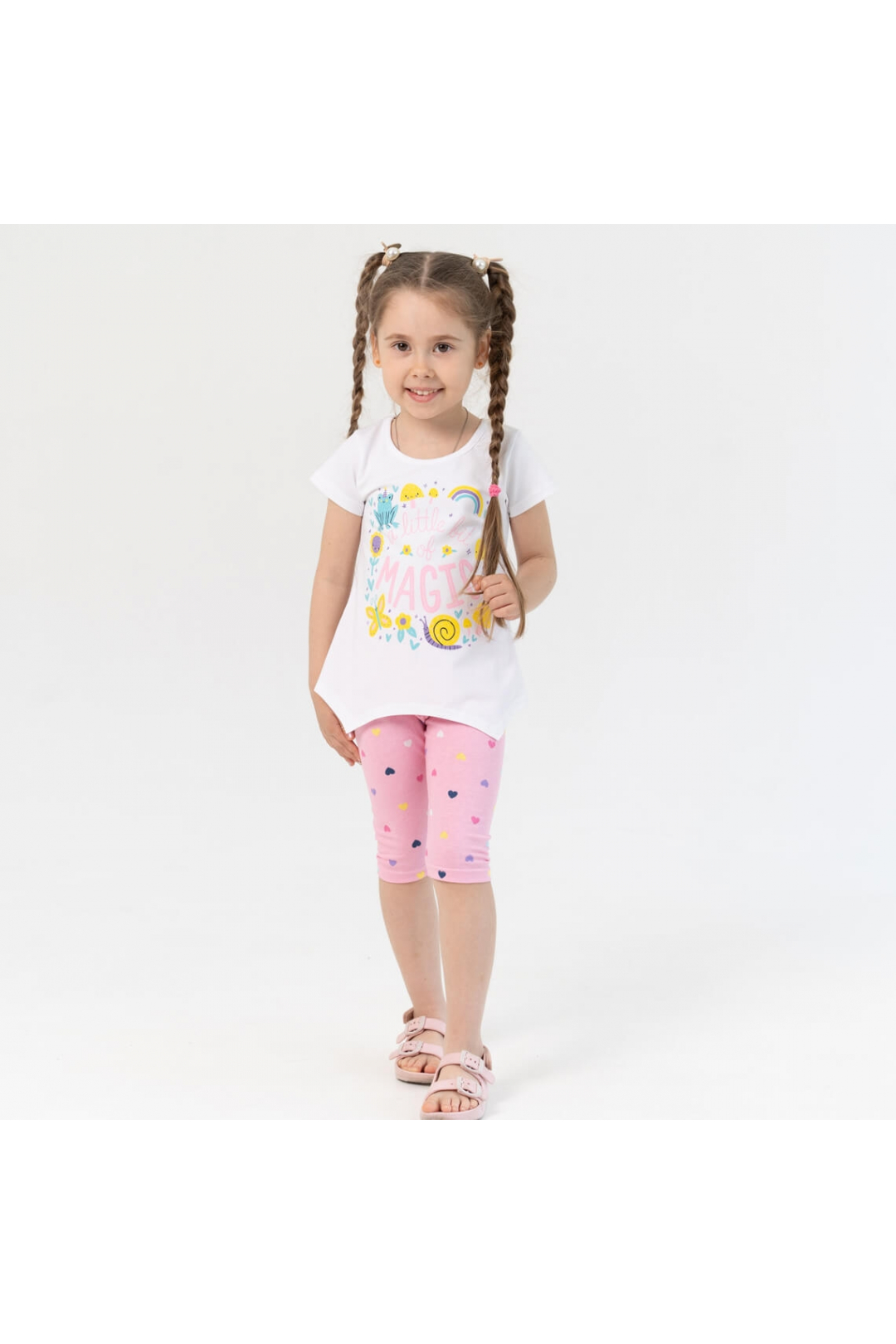 Костюм для дівчинки Сердечка рожевий стретч-кулір