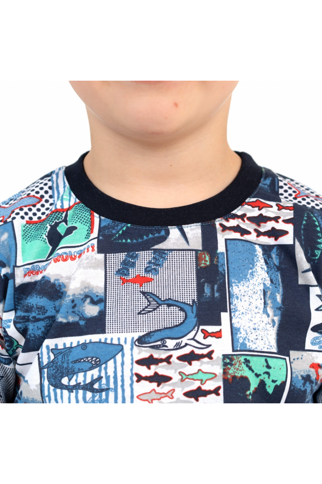 Костюм  для хлопчика Акула чорний кулір-двонитка - 1