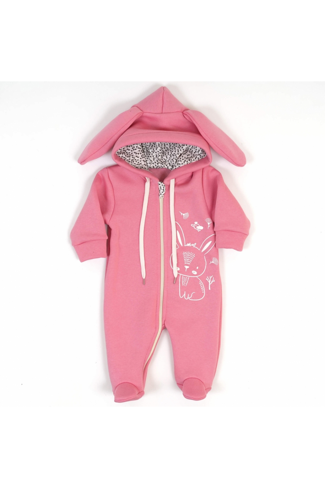 Комбінезон для малят рожевий Зайка тринитка на флісі
