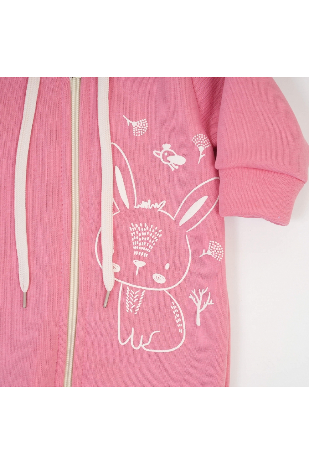 Комбінезон для малят рожевий Зайка тринитка на флісі