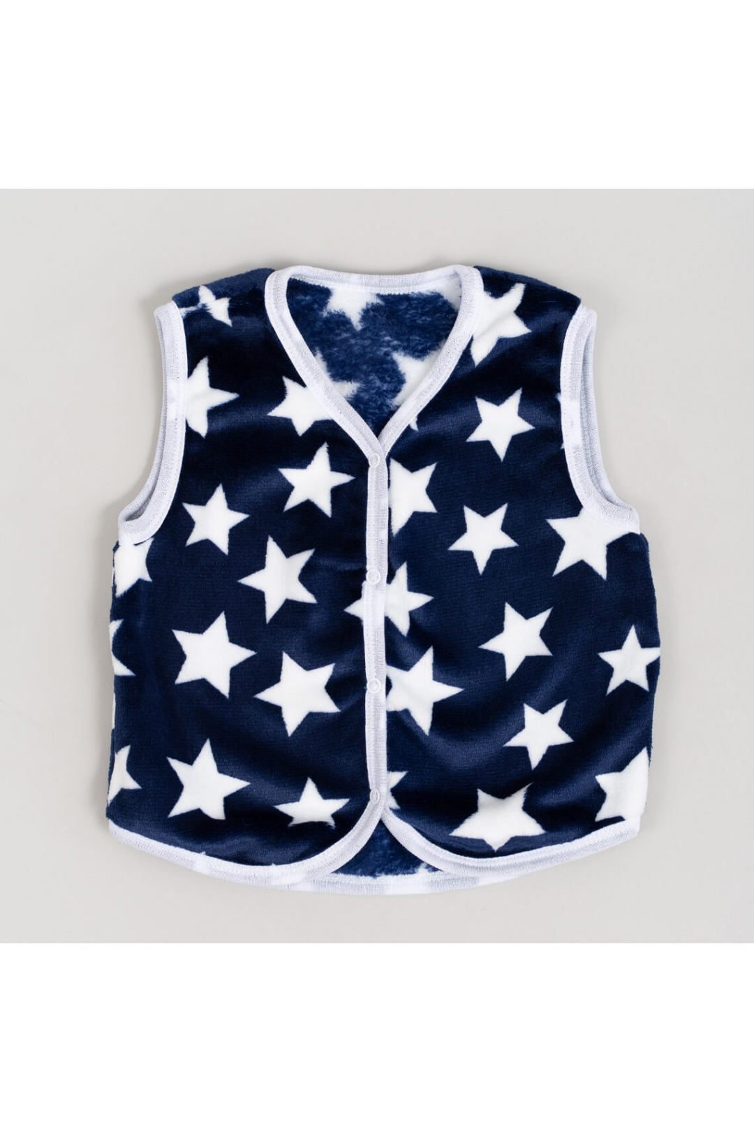 Пухнастий жилет для малят Зірки тено-синій велсофт