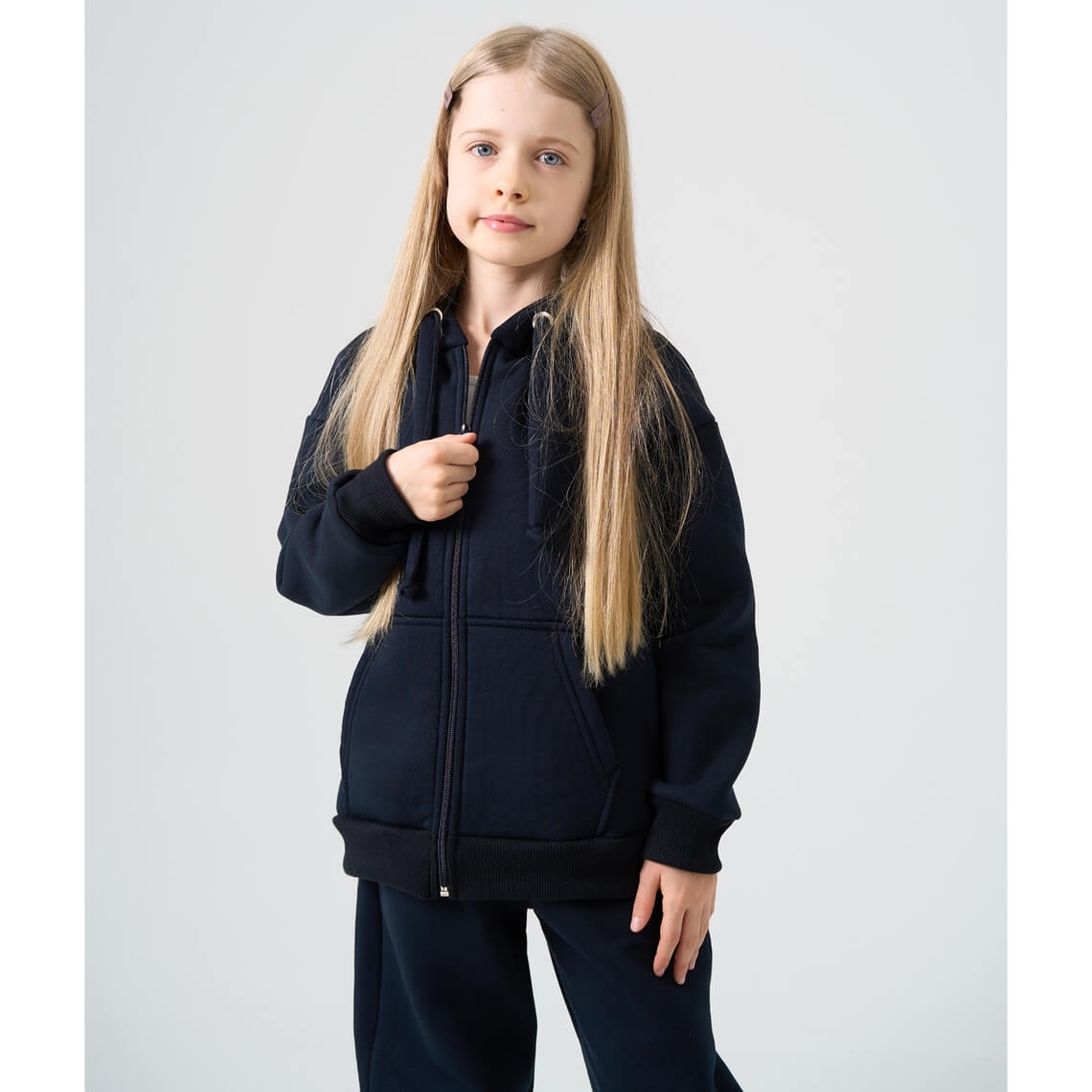 Костюм для дівчинки темно-синій тринитка на флісі