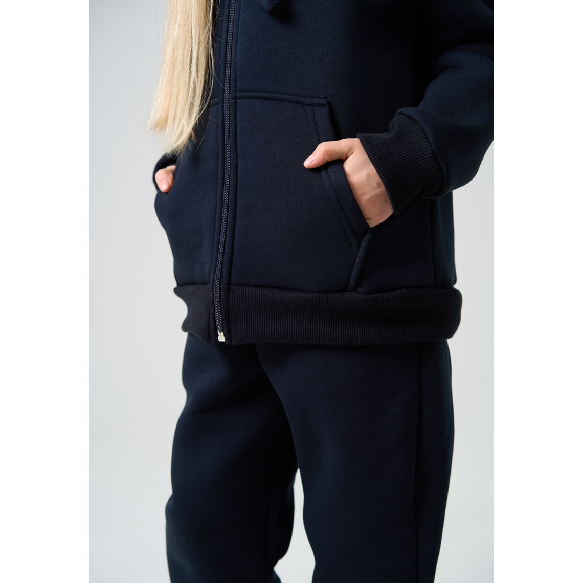 Костюм для дівчинки темно-синій тринитка на флісі