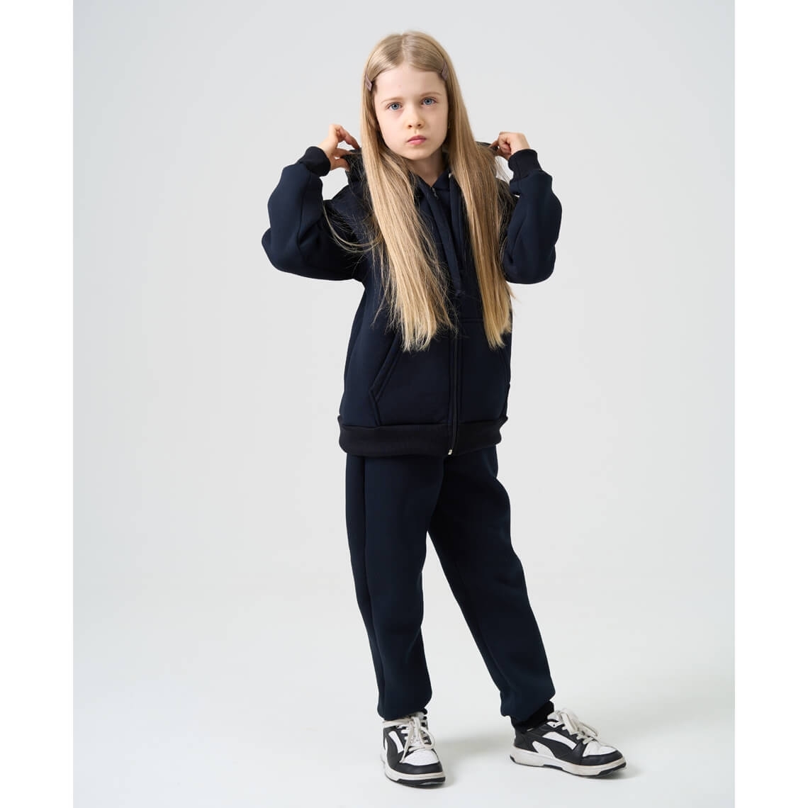 Костюм для дівчинки темно-синій тринитка на флісі