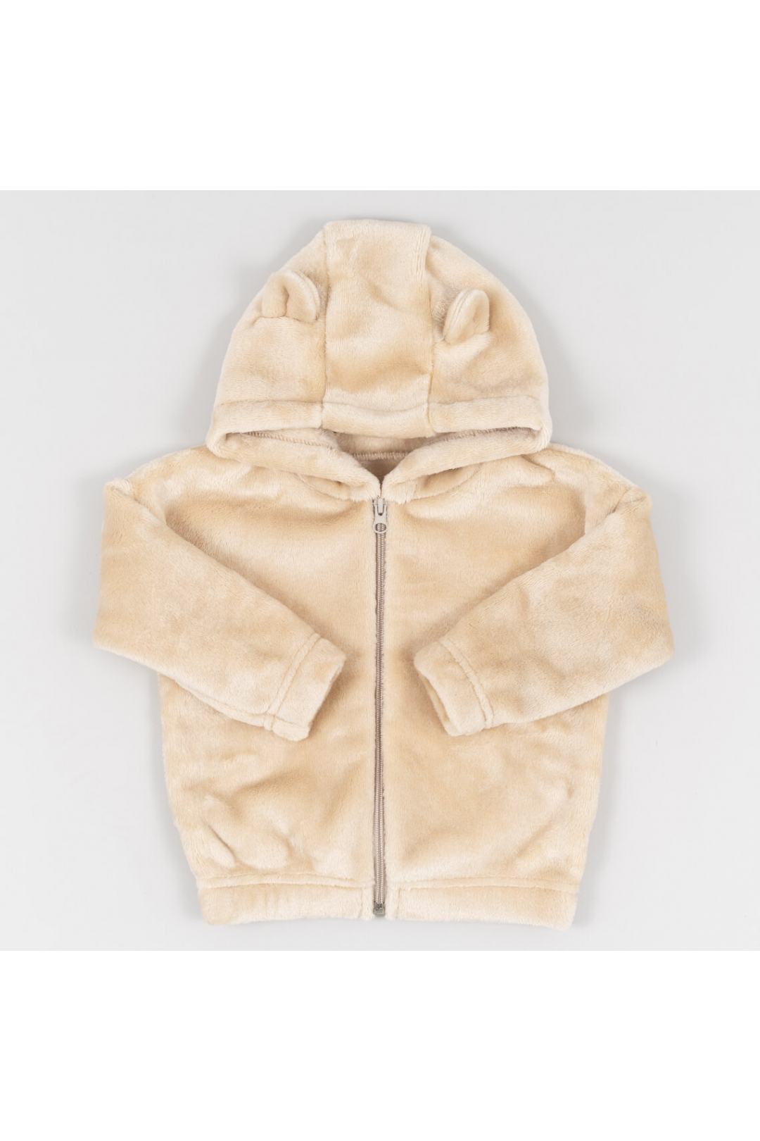 Куртка для малят пухнаста з вушками бежевий велсофт