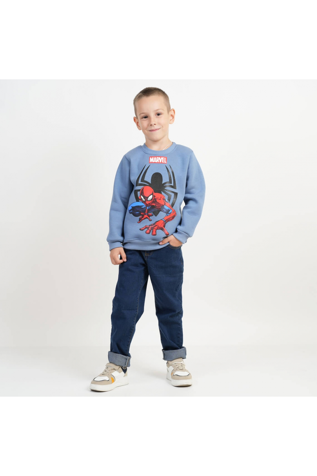 Світшот теплий  для хлопчика блакитний тринитка на флісі