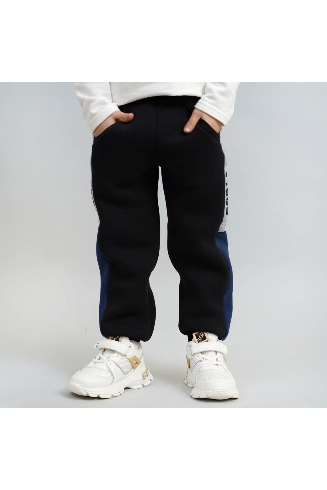 Штани для хлопчика теплі чорний тринитка на флісі