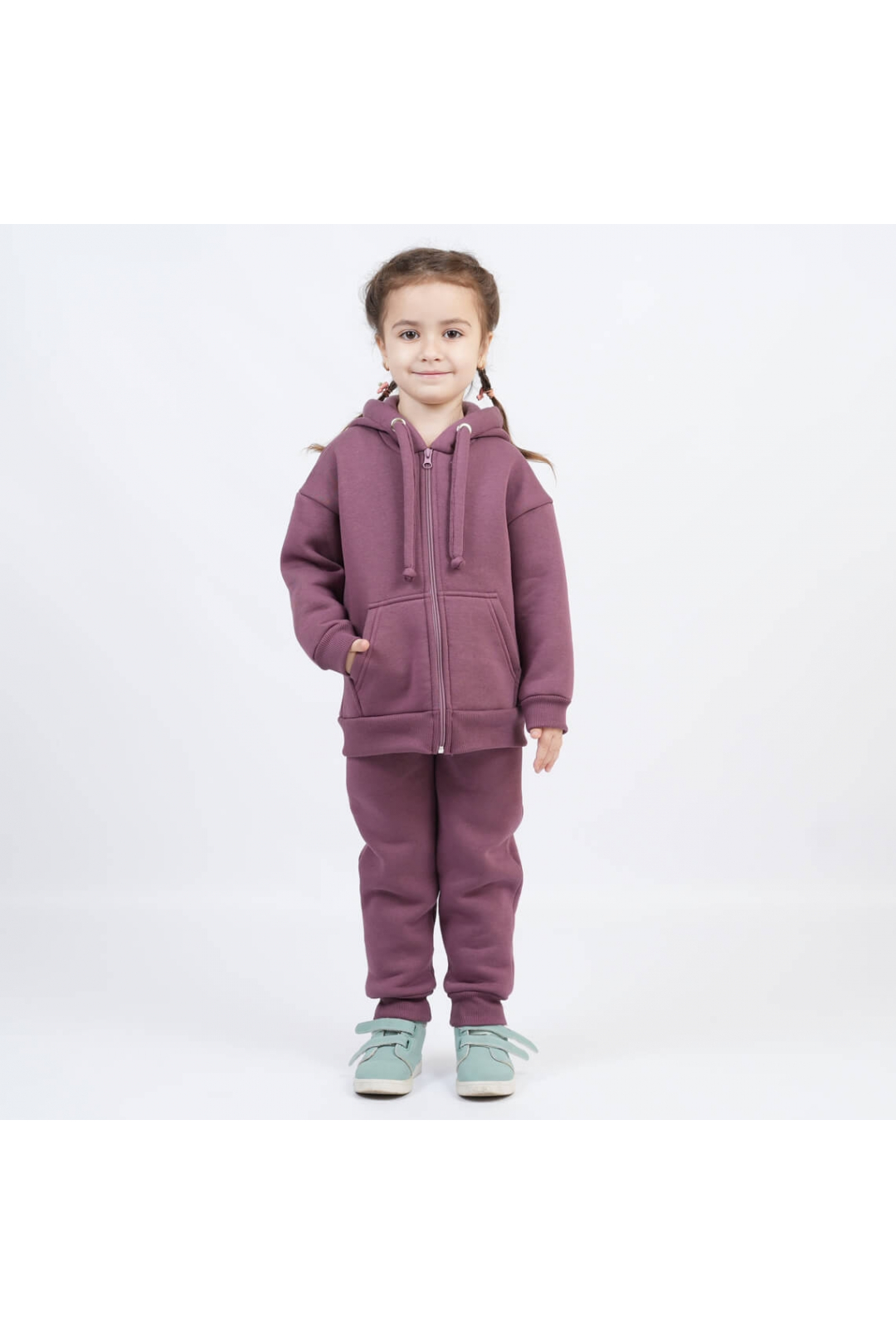 Костюм теплий  для дівчинки рожево-ліловий тринитка на флісі