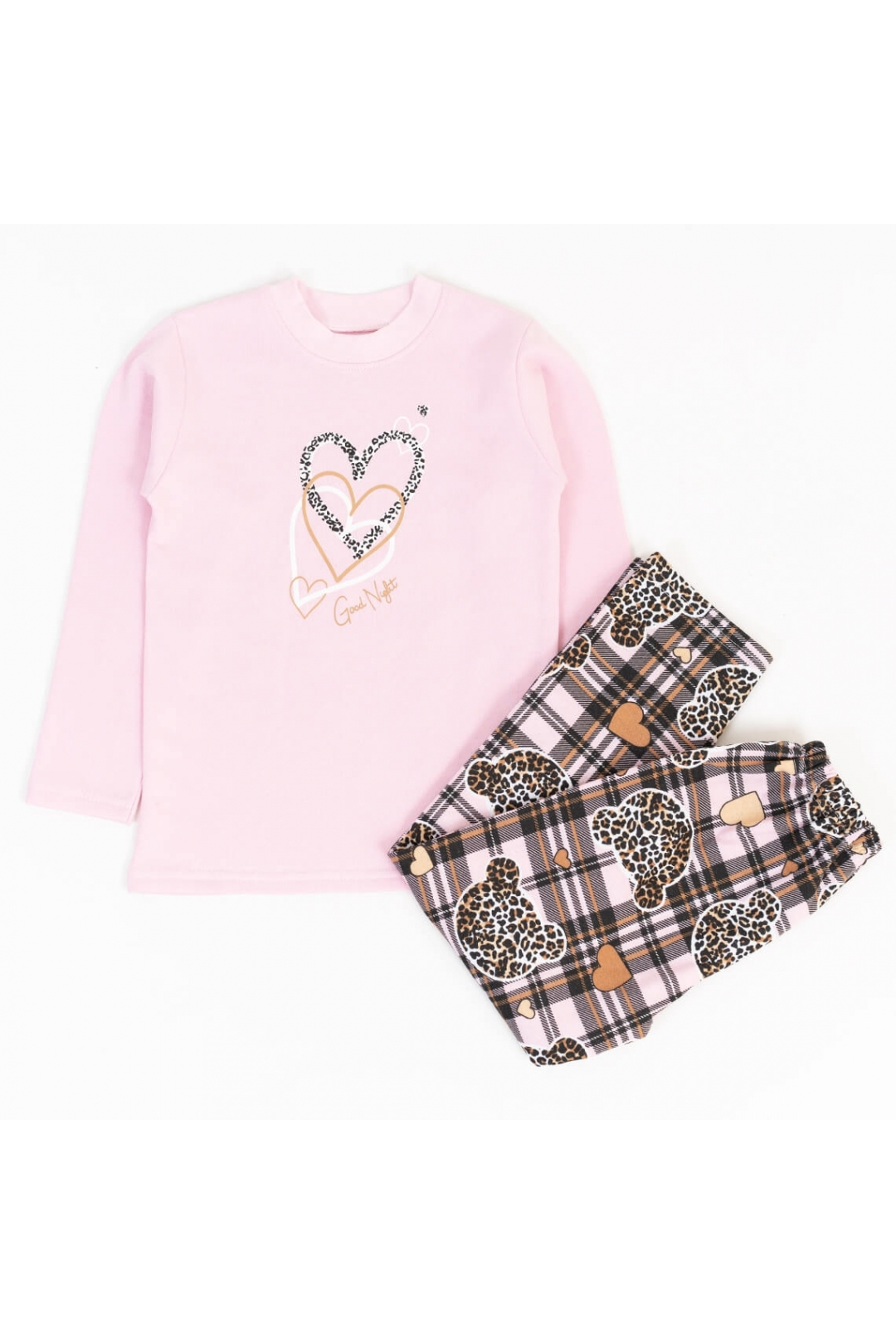 Піжама для дівчат рожевий Лео рожева начіс (футер)
