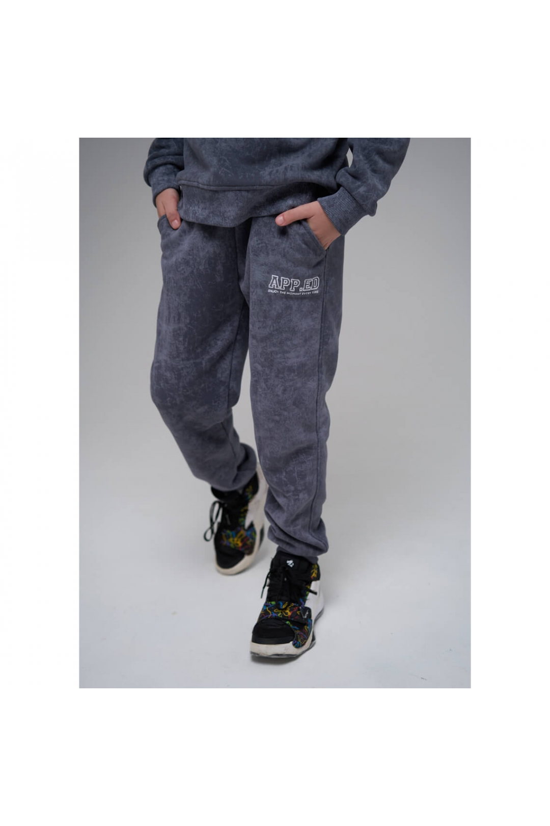 Теплі брюки для хлопчика графіт тринитка на флісі