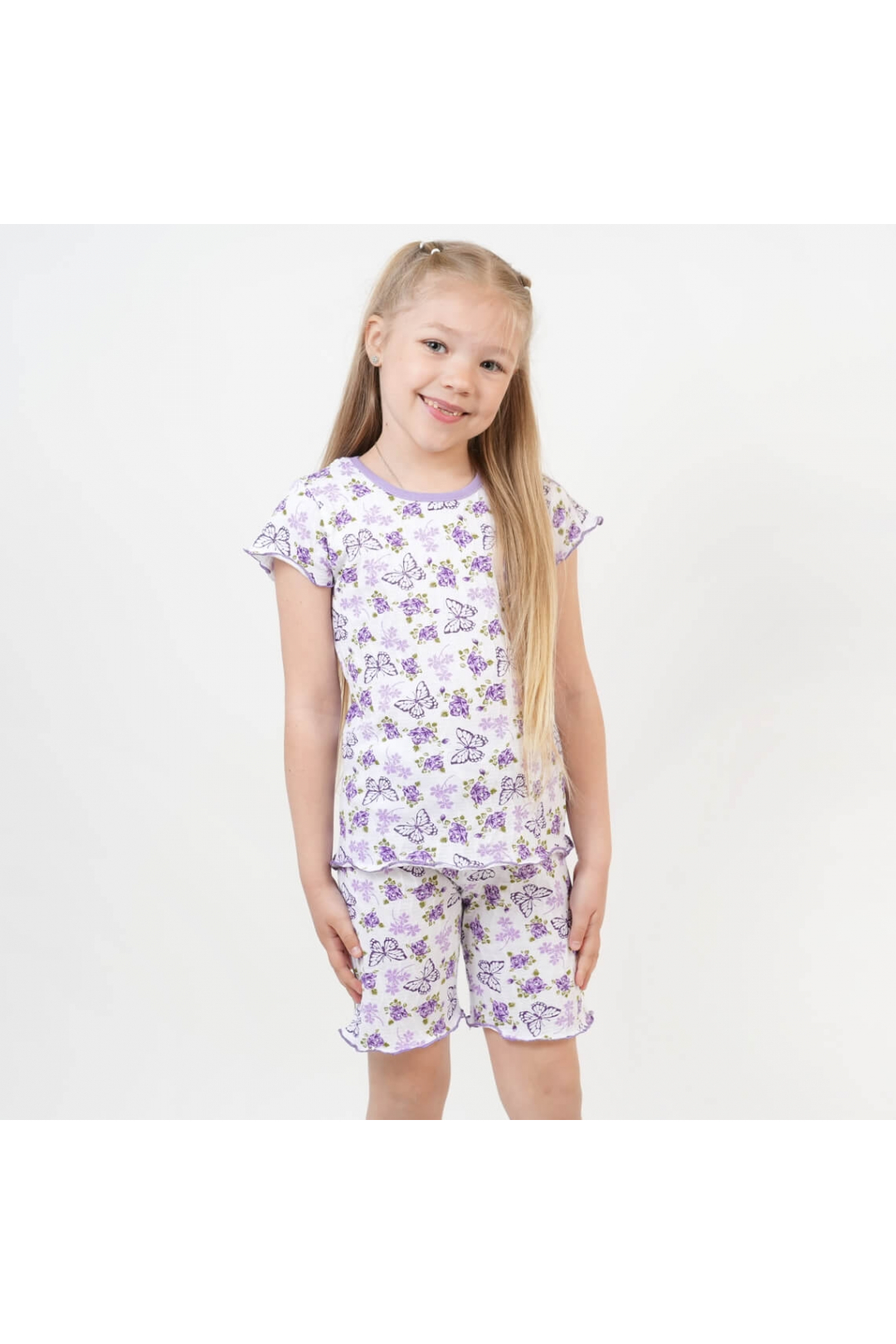 Піжама для дівчинки бузковий жатка