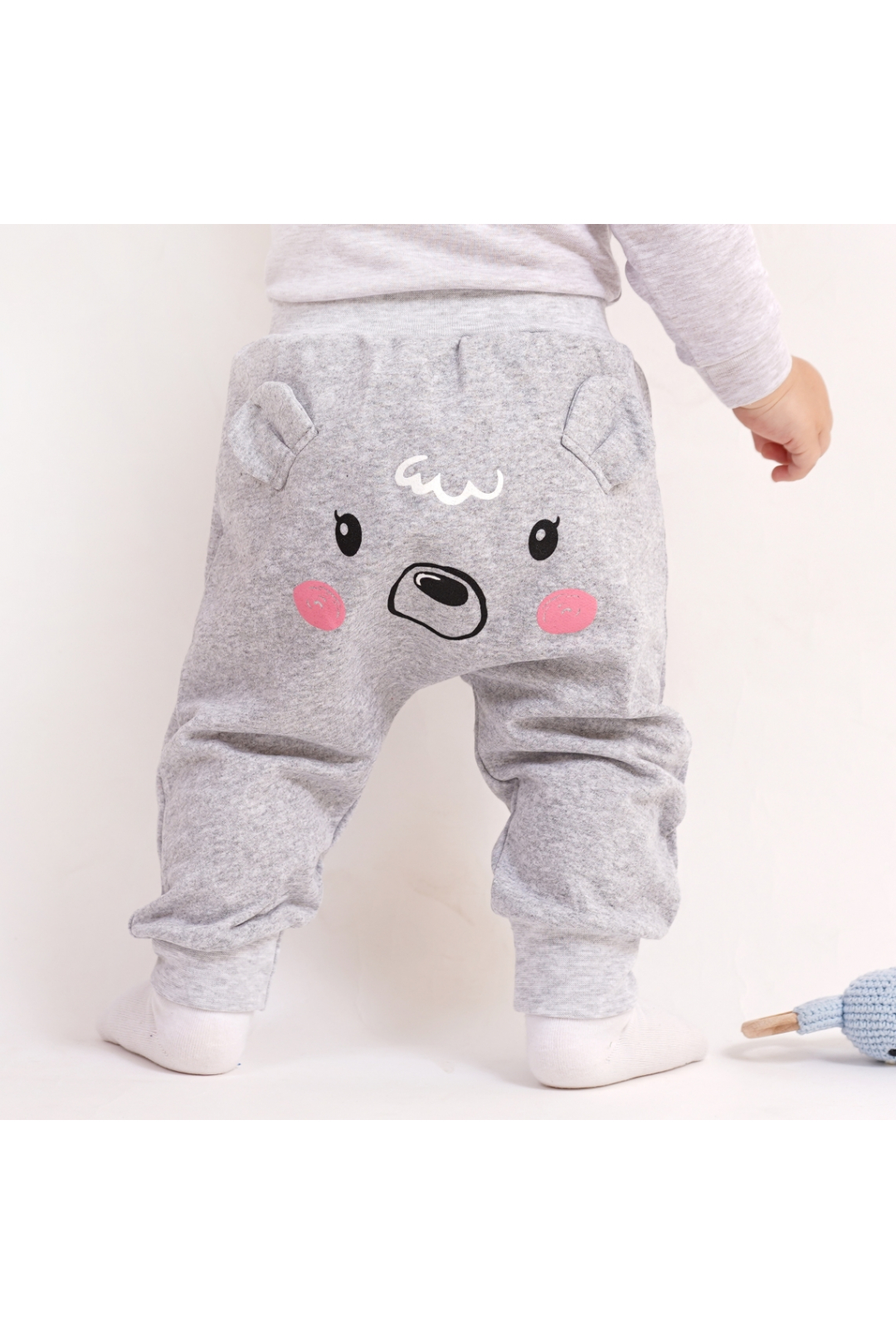 Штанці ясельні Ведмежатко сірий начіс (футер)