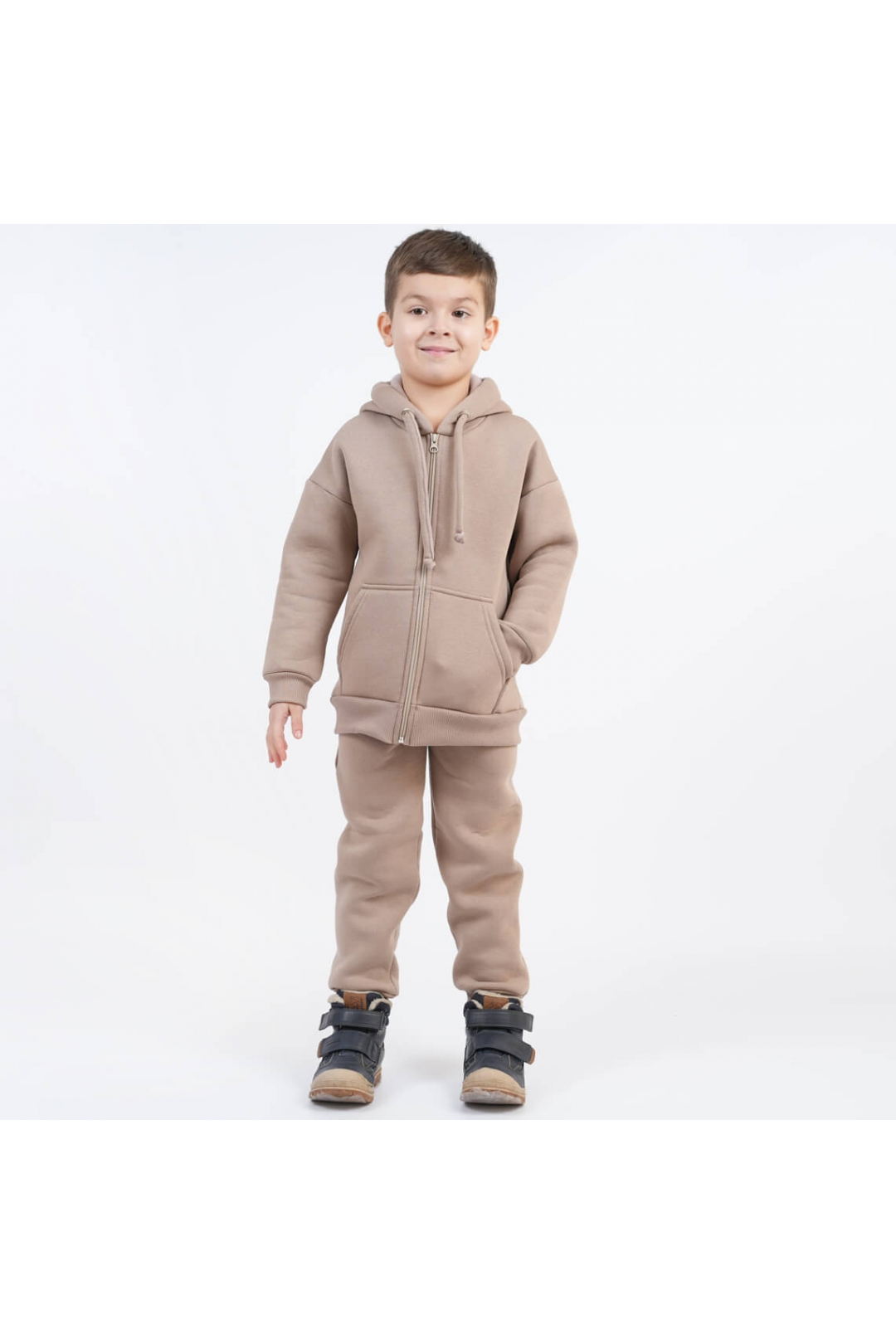 Костюм теплий для хлопчика бежевий тринитка на флісі