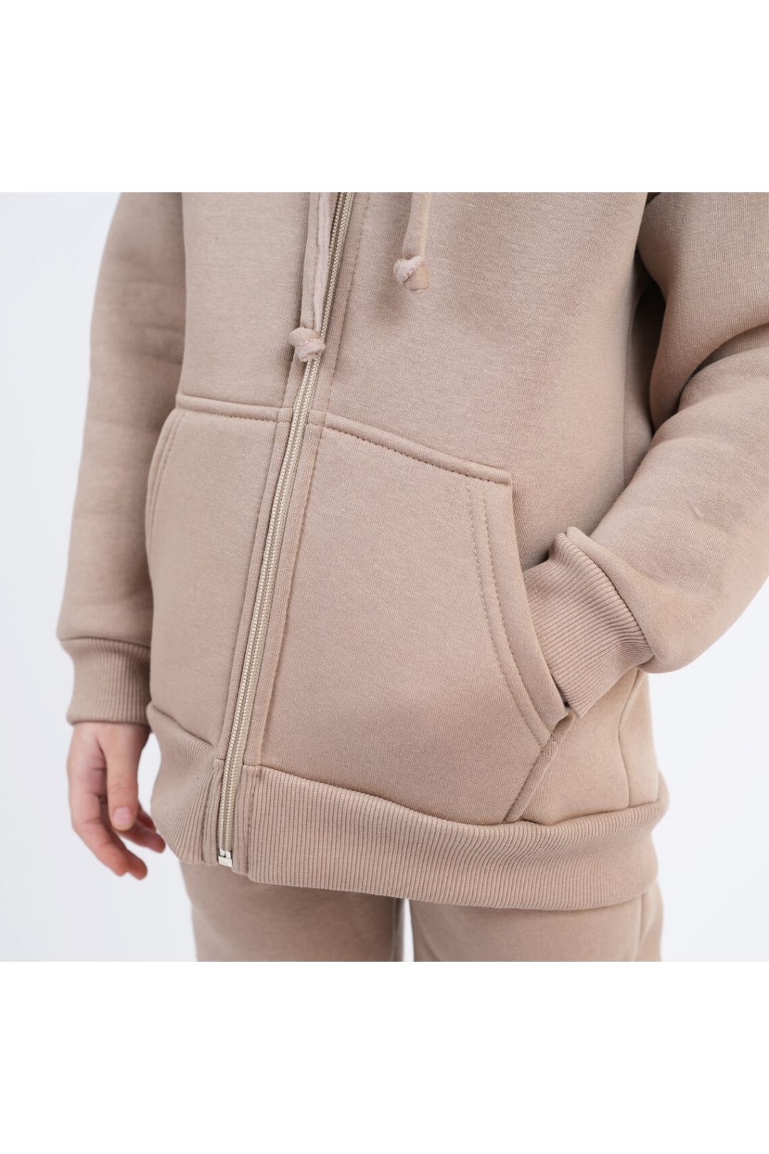 Костюм теплий для хлопчика бежевий тринитка на флісі