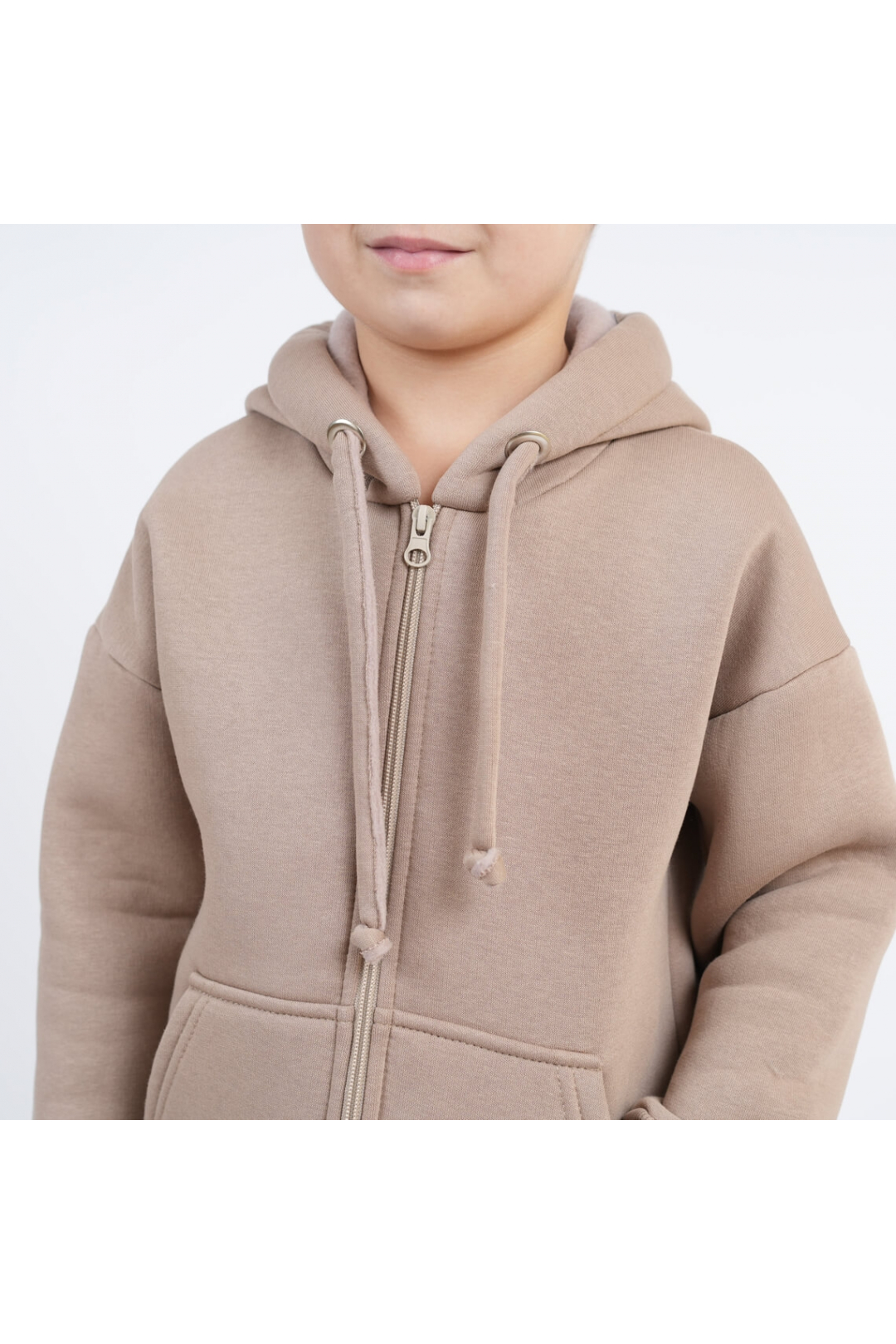 Костюм теплий для хлопчика бежевий тринитка на флісі