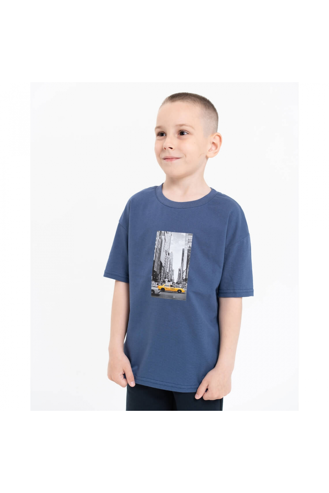Футболка для хлопчика індиго стретч-кулір