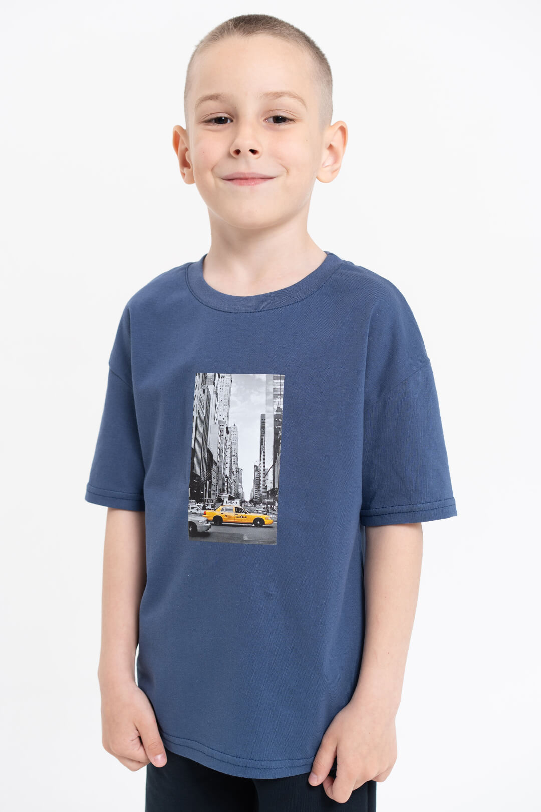 Футболка для хлопчика індиго стретч-кулір
