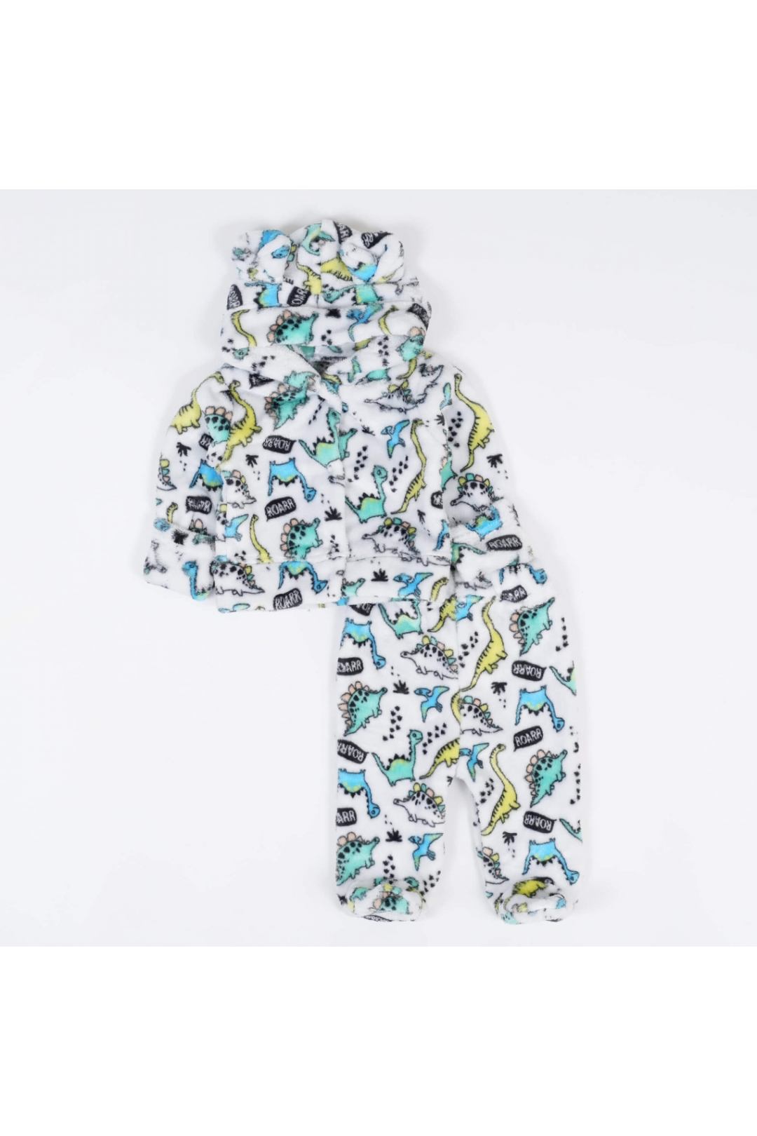 Костюм для новонароджених теплий з вушками бірюзовий велсофт