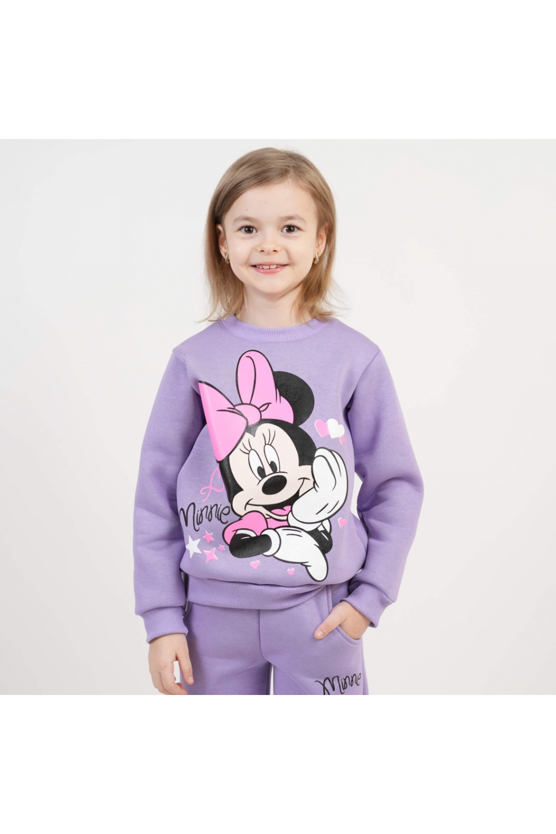 Костюм теплий для дівчинки Міні бузковий тринитка на флісі