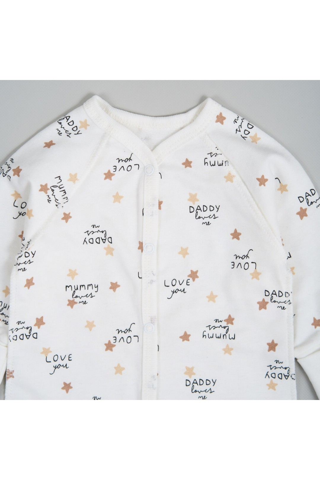 Чоловічки Сліпи для новонародженних "Мама кохає мене" молочний начіс (футер)