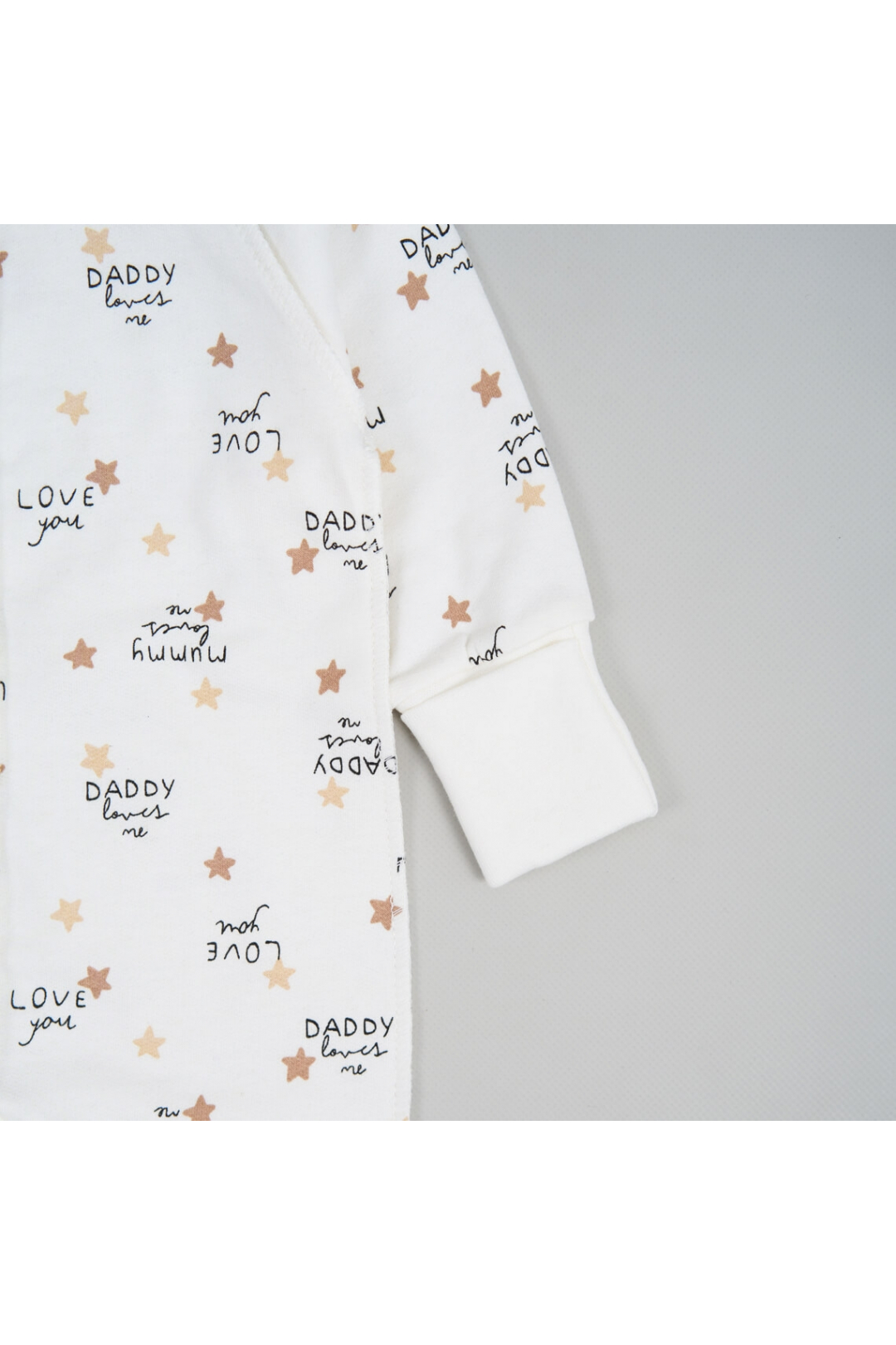 Чоловічки Сліпи для новонародженних "Мама кохає мене" молочний начіс (футер)