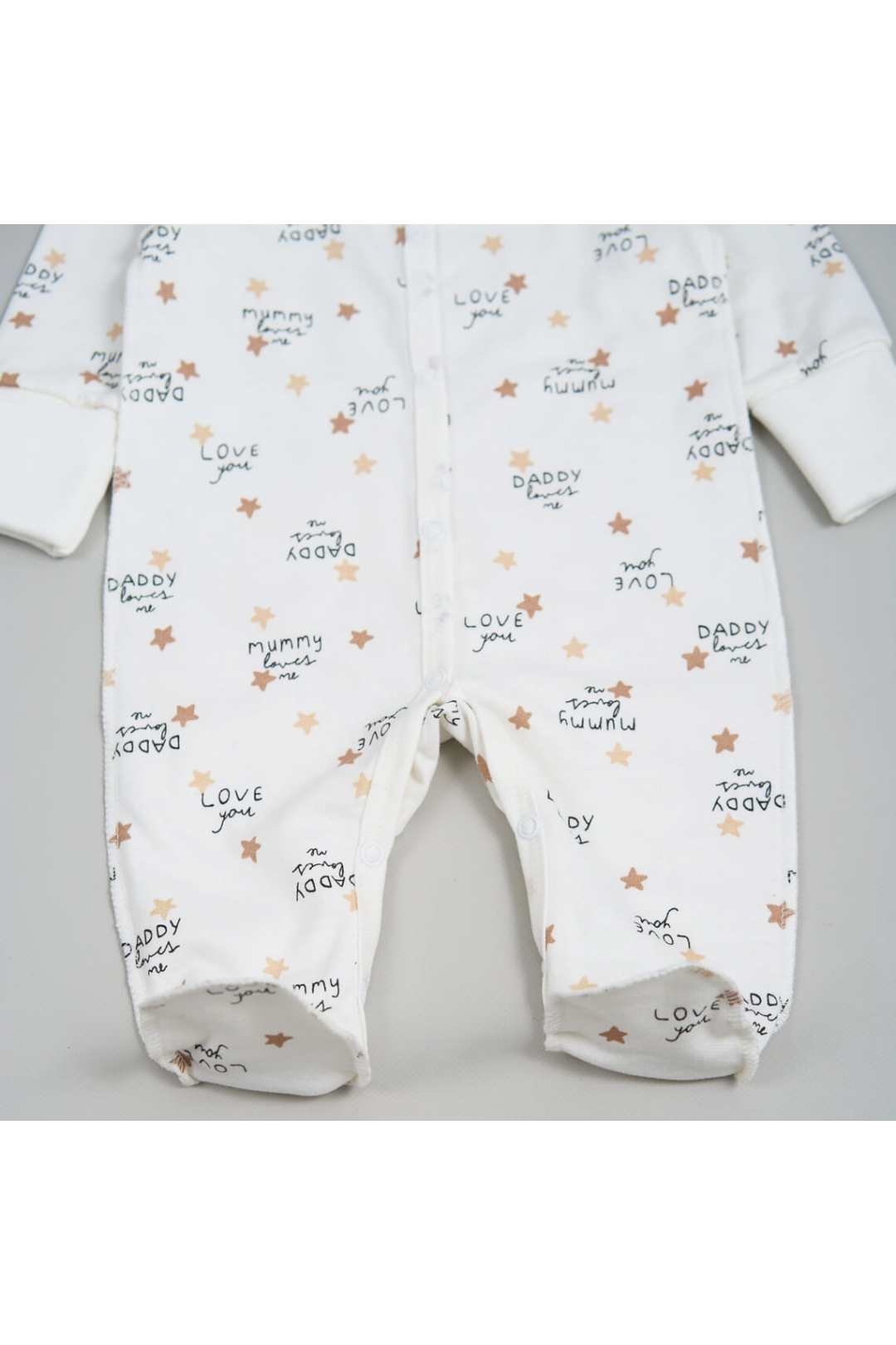 Чоловічки Сліпи для новонародженних "Мама кохає мене" молочний начіс (футер)