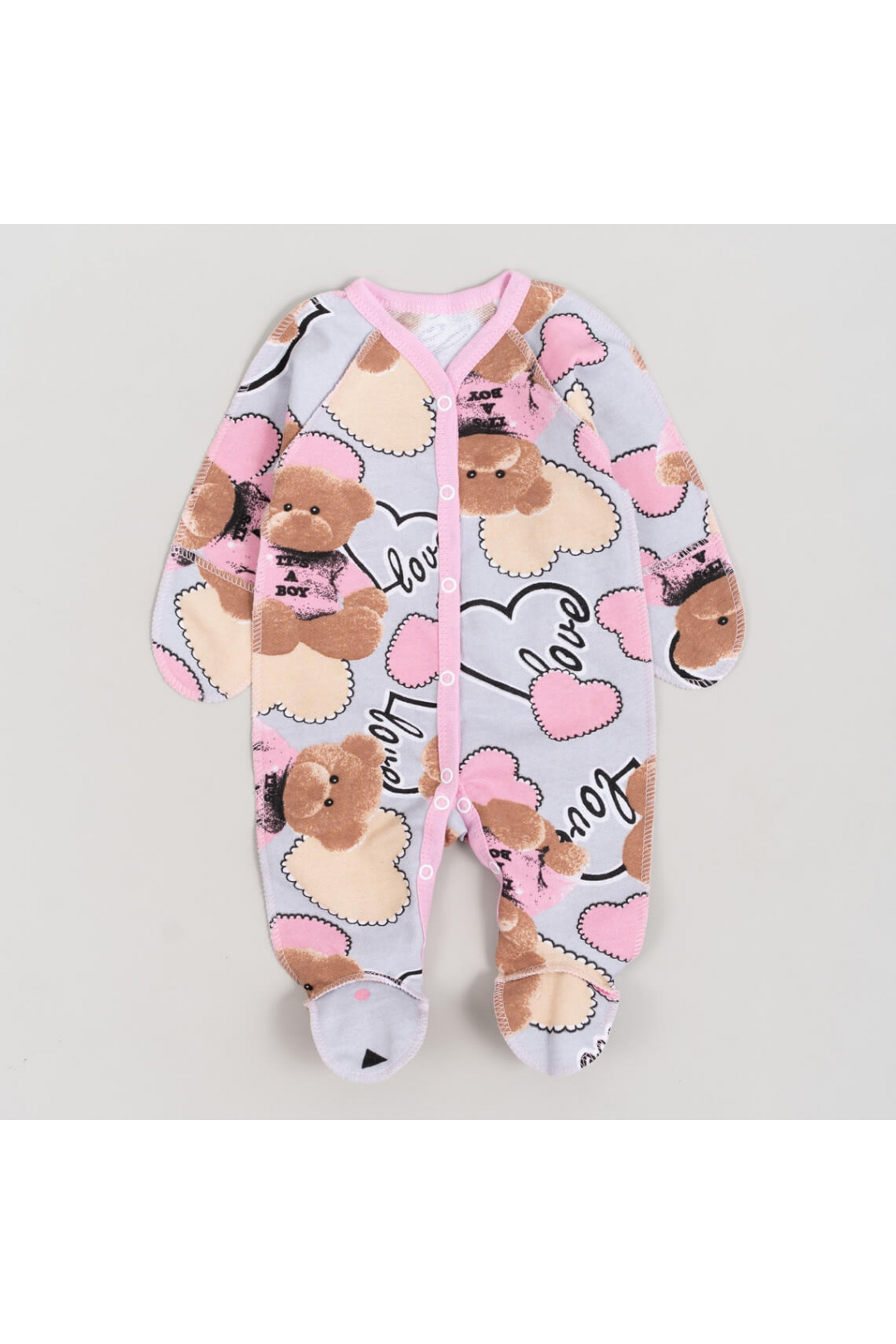 Сліп для новонароджених Ведмедик love сірий начіс (футер)