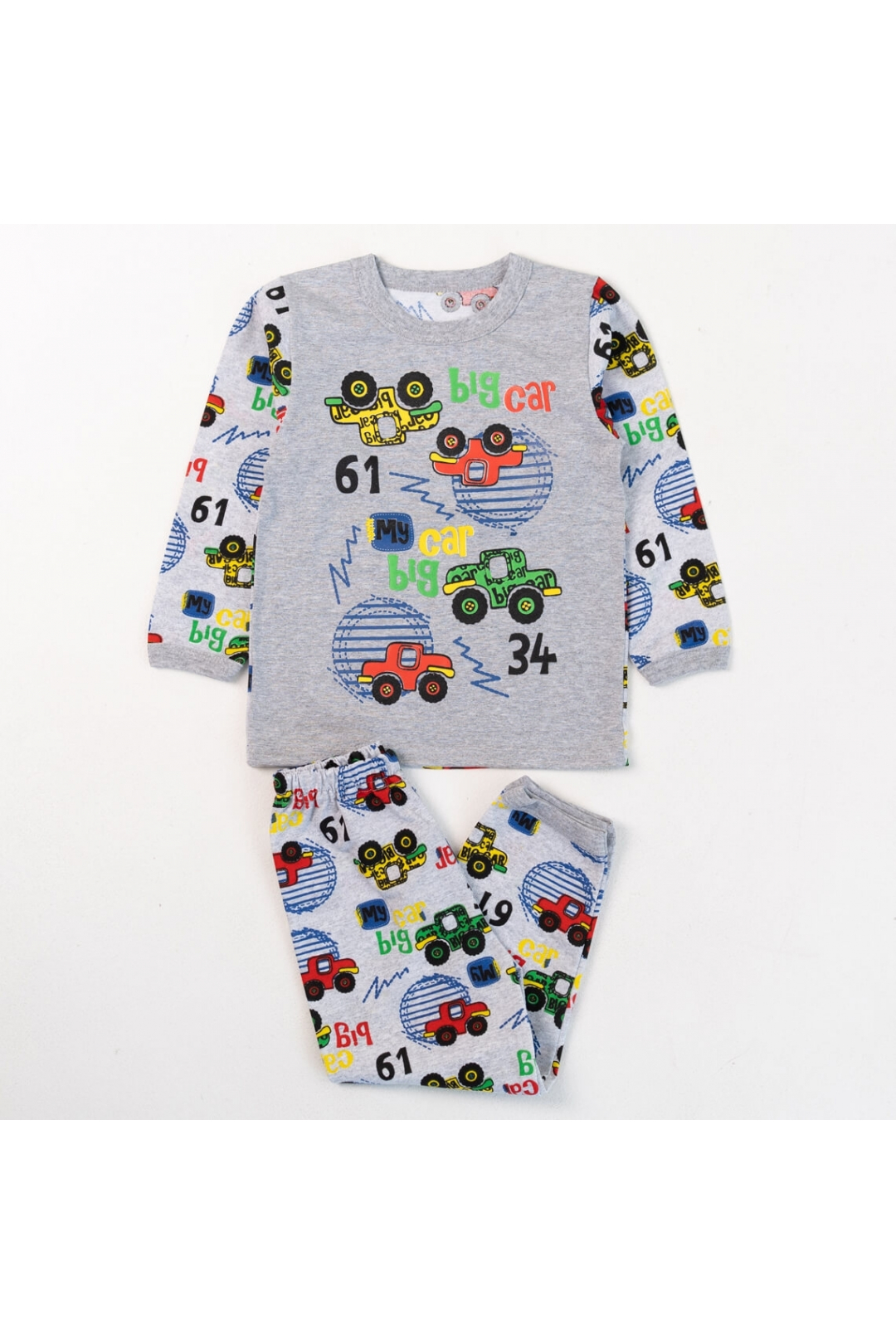 Піжама для хлопчика Машини сірий кулір