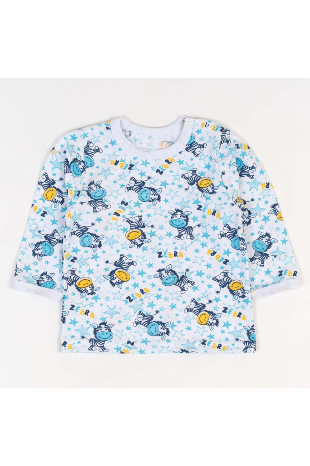 Футболка ясельна з довгим рукавом бірюзовий Зебри кулір