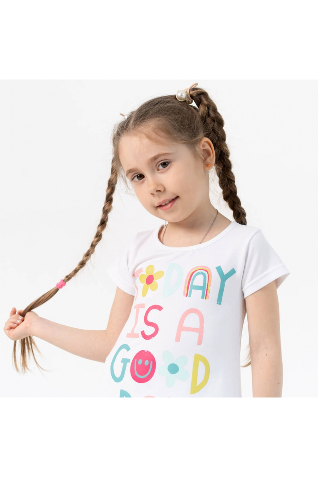 Костюм для дівчинки Квіти білий стретч кулір