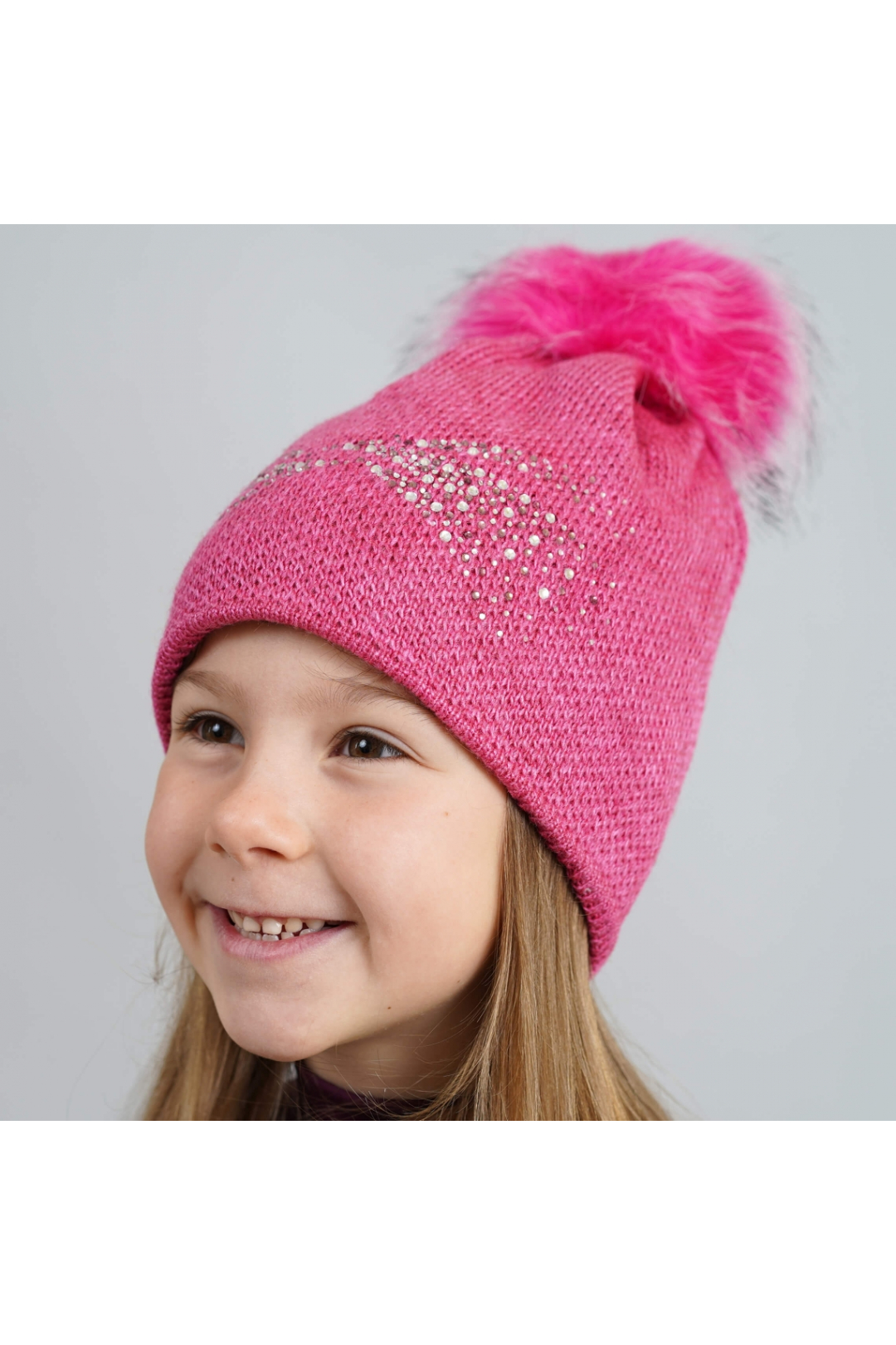 Шапка для дівчинки малиновий в'язка