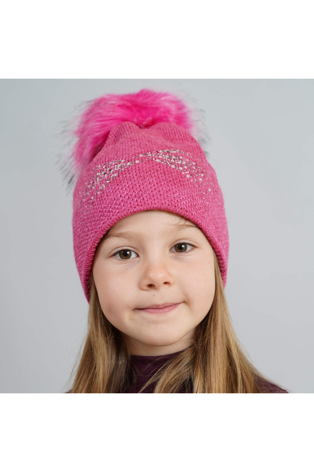 Шапка для дівчинки малиновий в'язка