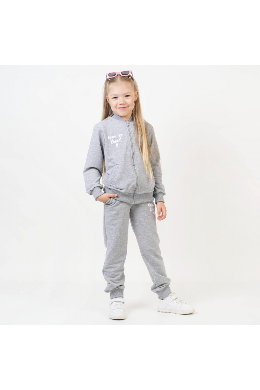 Костюм для дівчинки сірий меланж двонитка