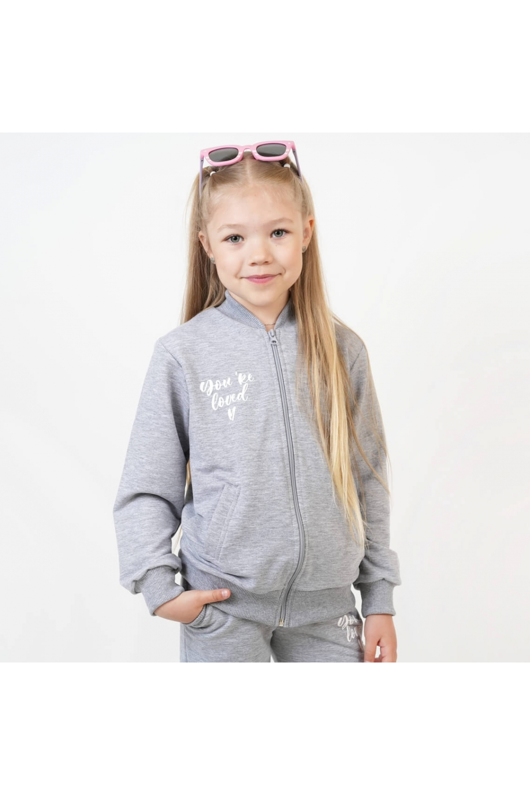 Костюм для дівчинки сірий меланж двонитка