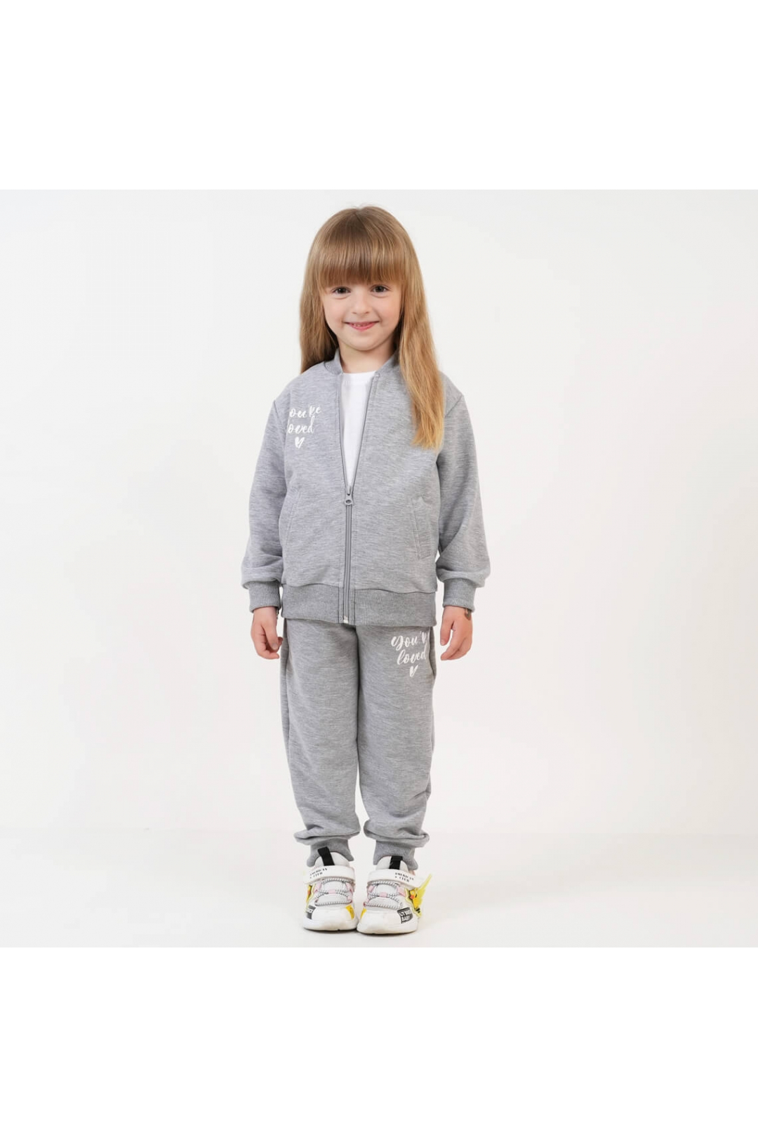 Костюм для дівчинки сірий меланж двонитка