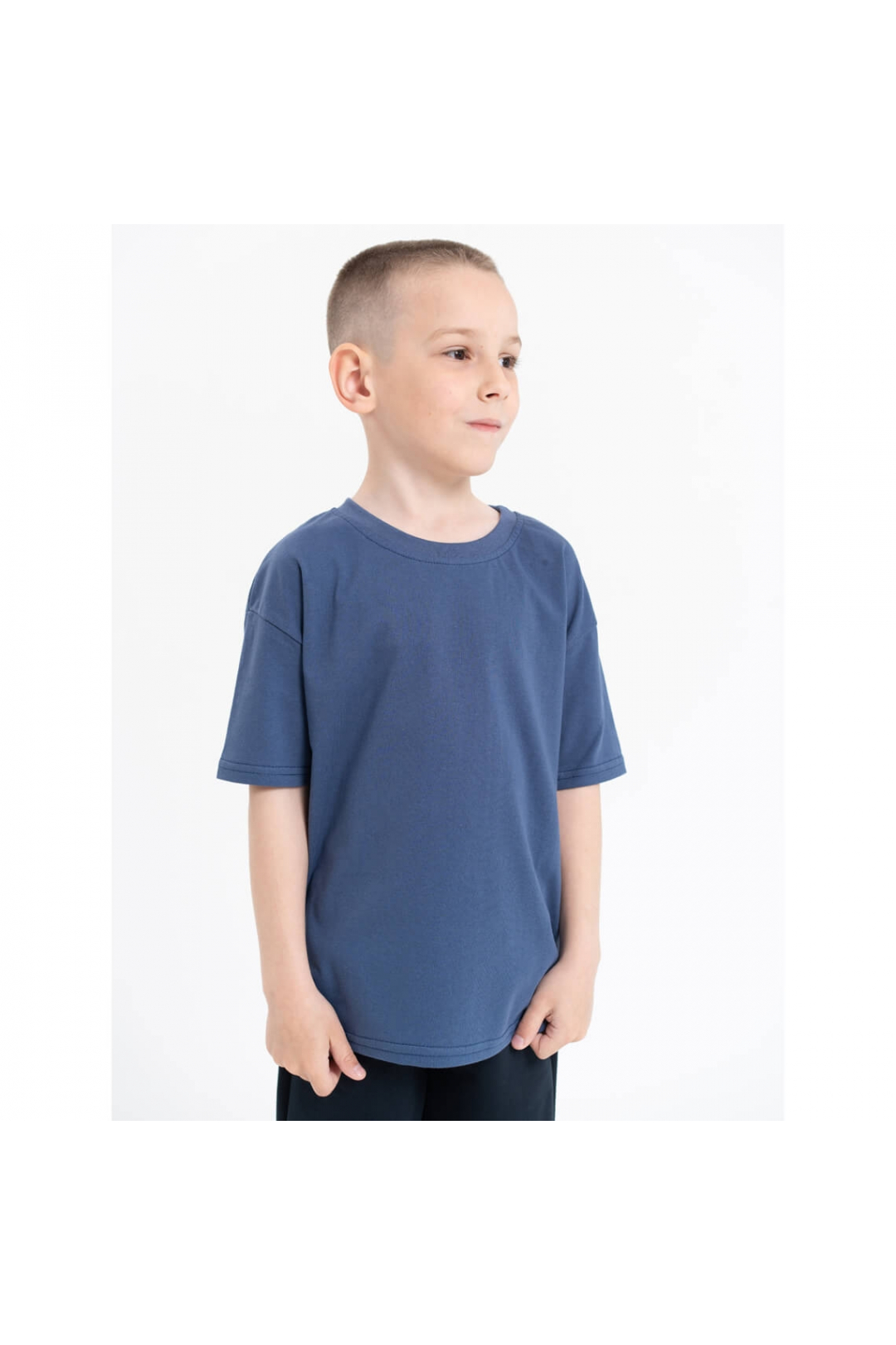 Футболка  для хлопчика оверсайз однотонна індиго кулір