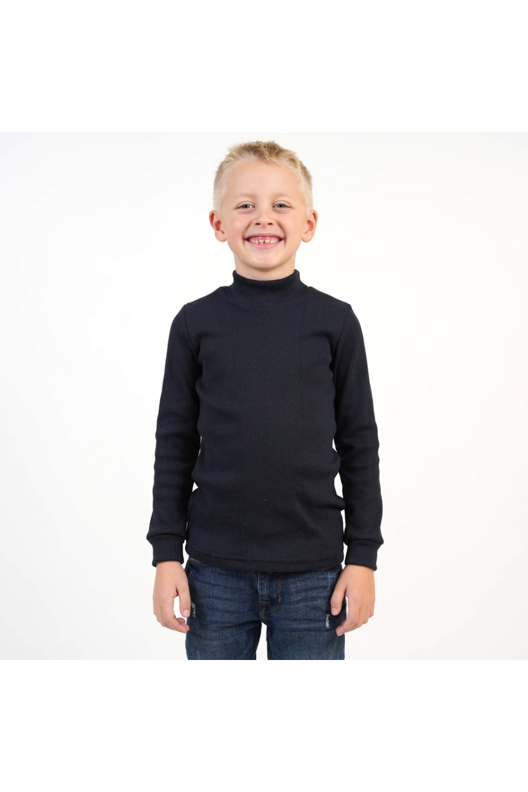 Гольф дитячий темно-синій щільний рубчик з начісом