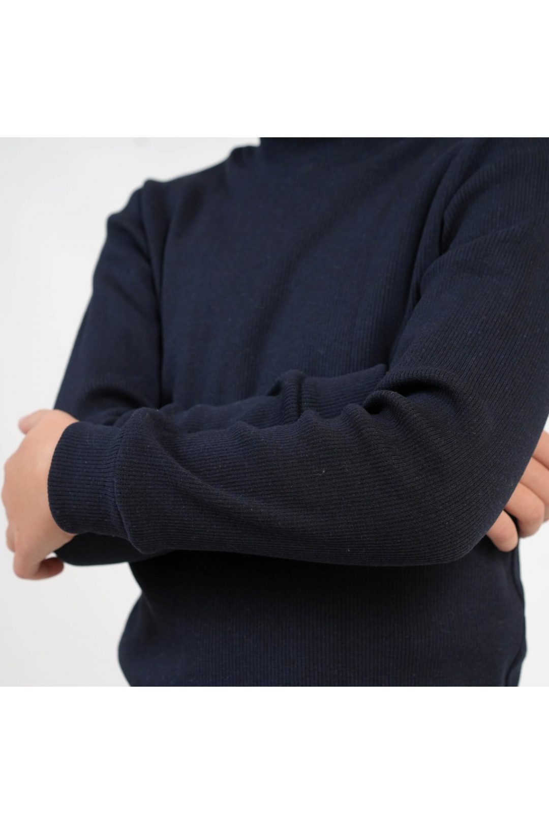 Гольф дитячий темно-синій щільний рубчик з начісом