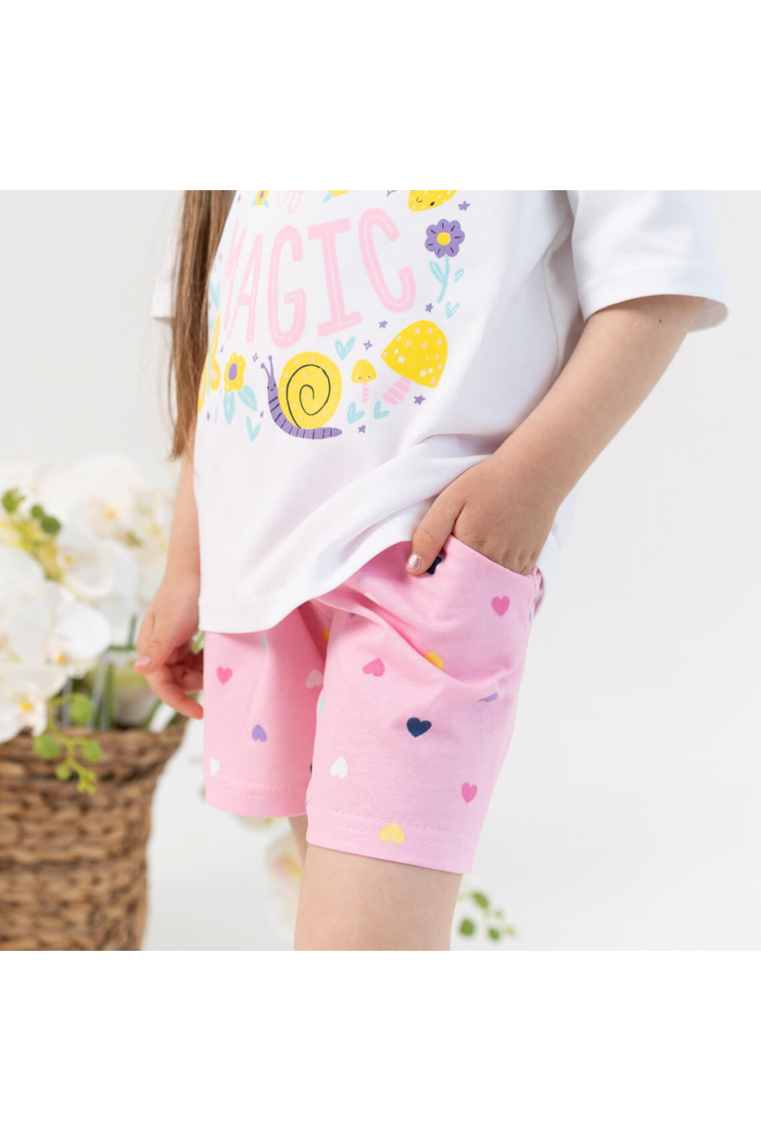 Комплект для дівчинки Сердечка білий стретч кулір