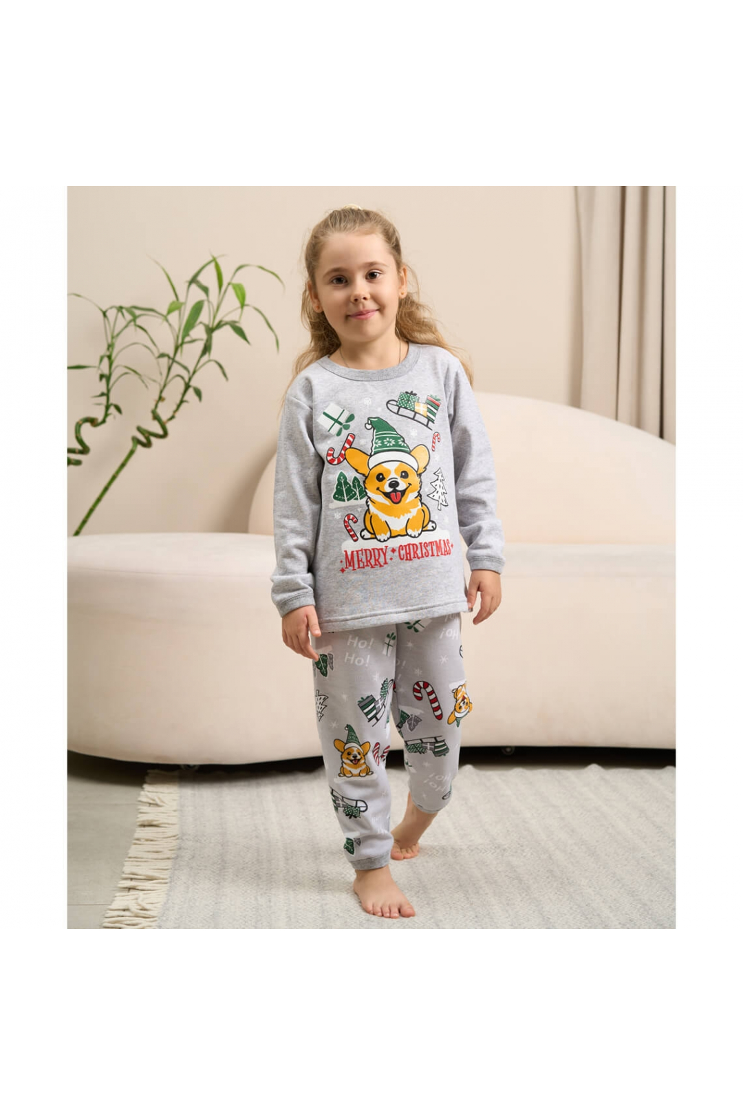 Піжама дитяча сірий Собачки начіс
