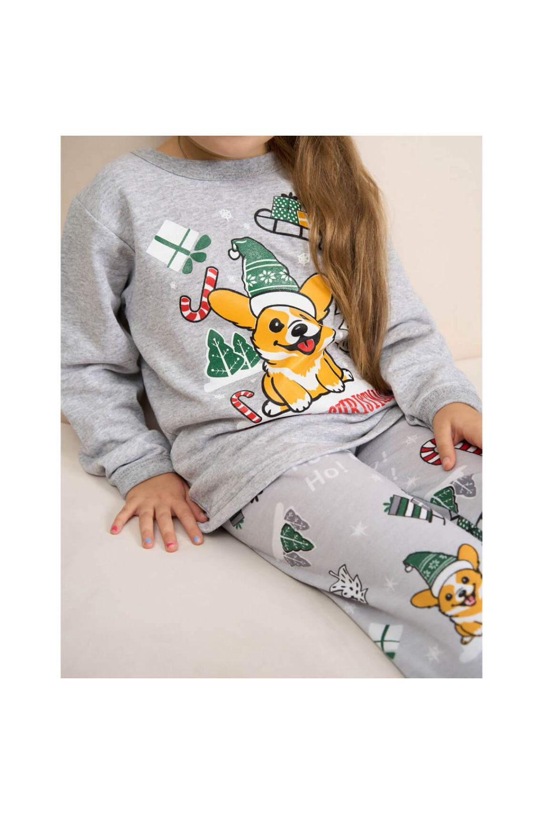 Піжама дитяча сірий Собачки начіс