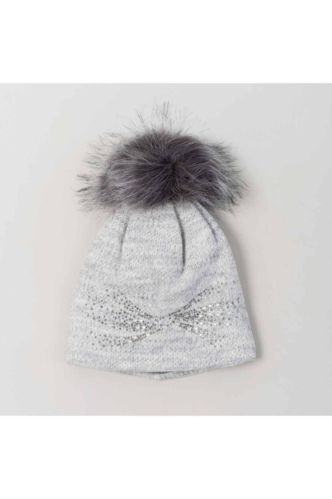 Шапка для дівчинки сірий меланж в'язка