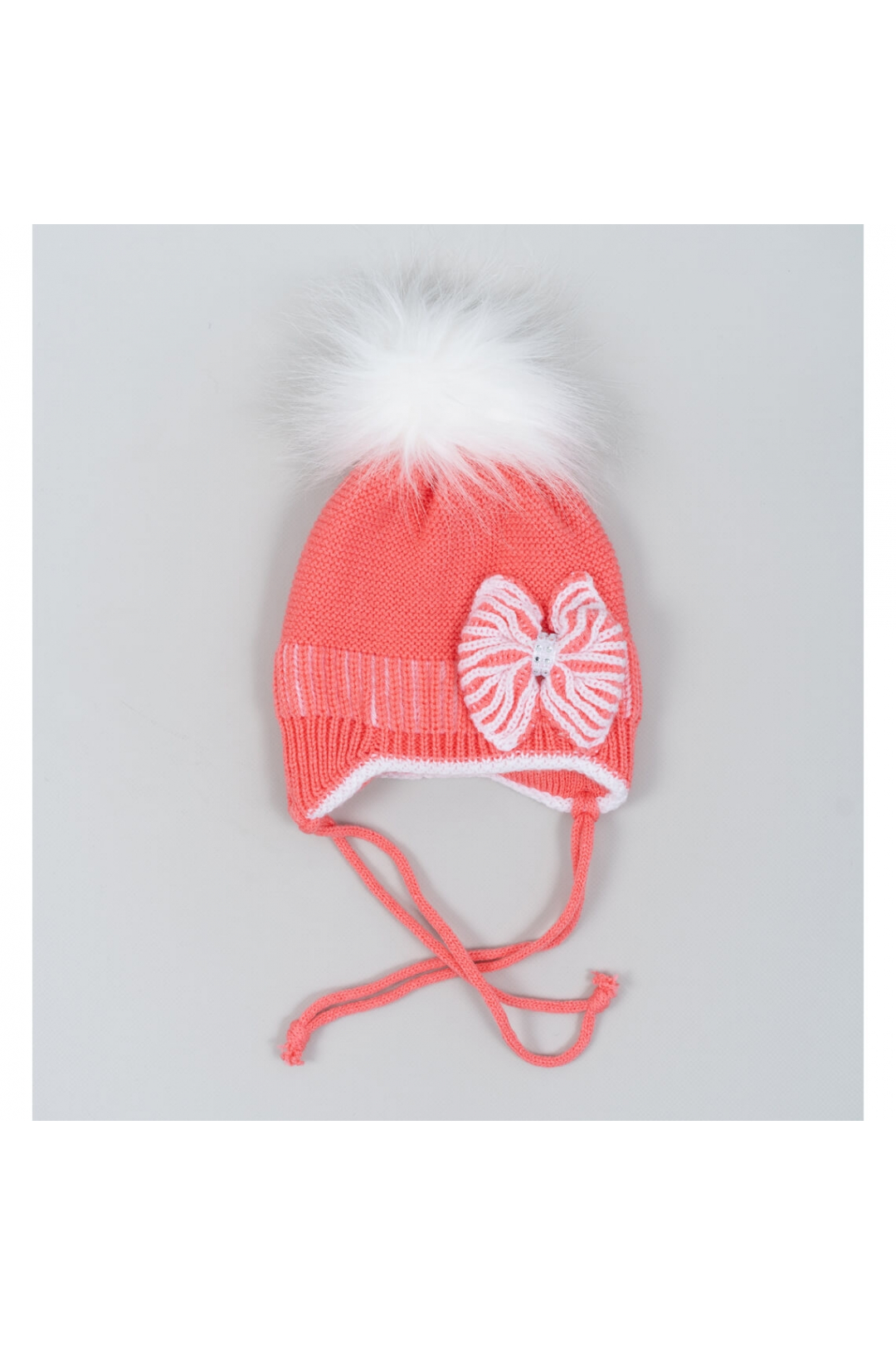 Шапка для дівчинки кораловий в'язка