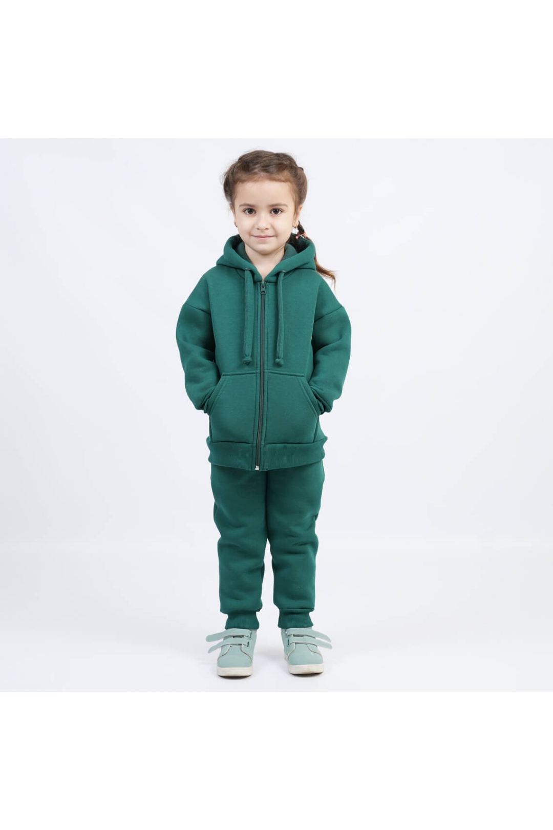Костюм теплий  для дівчинки смарагдовий тринитка на флісі