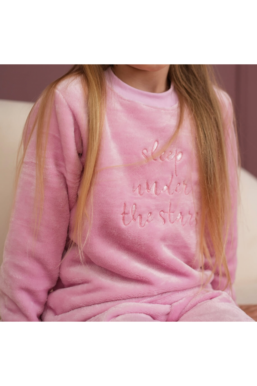 Піжама тепла для дівчинки рожева велсофт