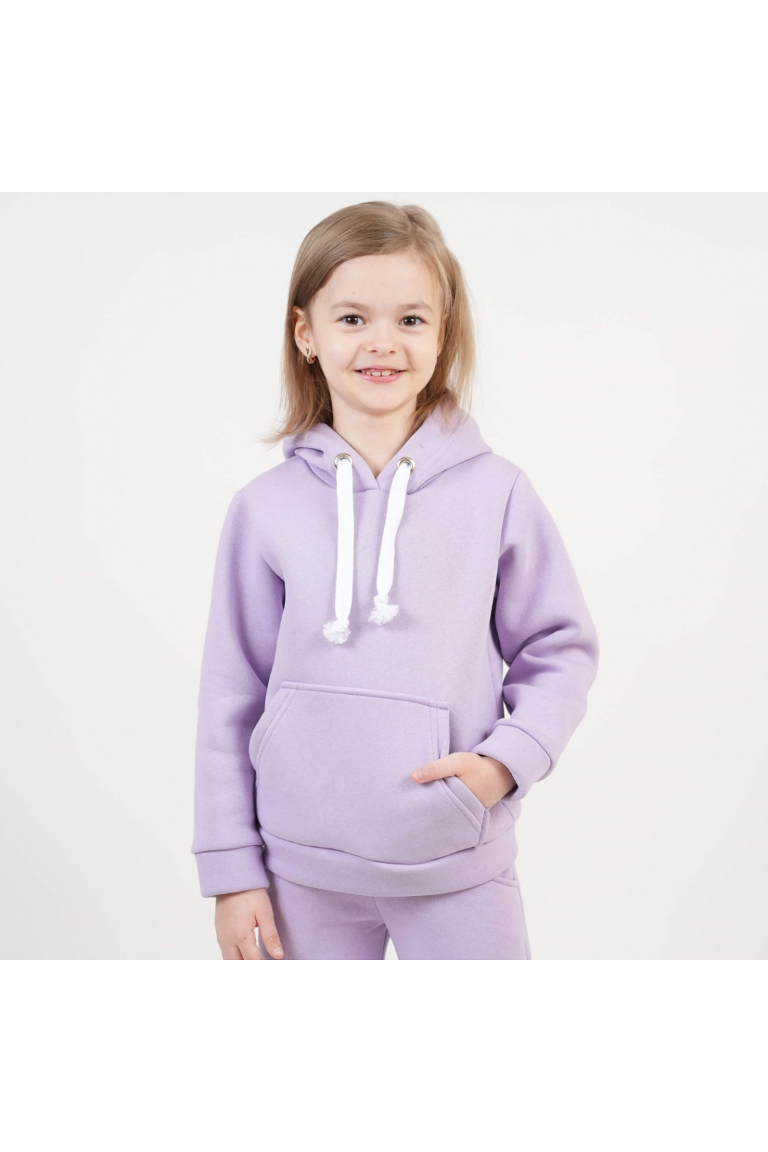 Костюм теплий для дівчинки бузковий тринитка на флісі